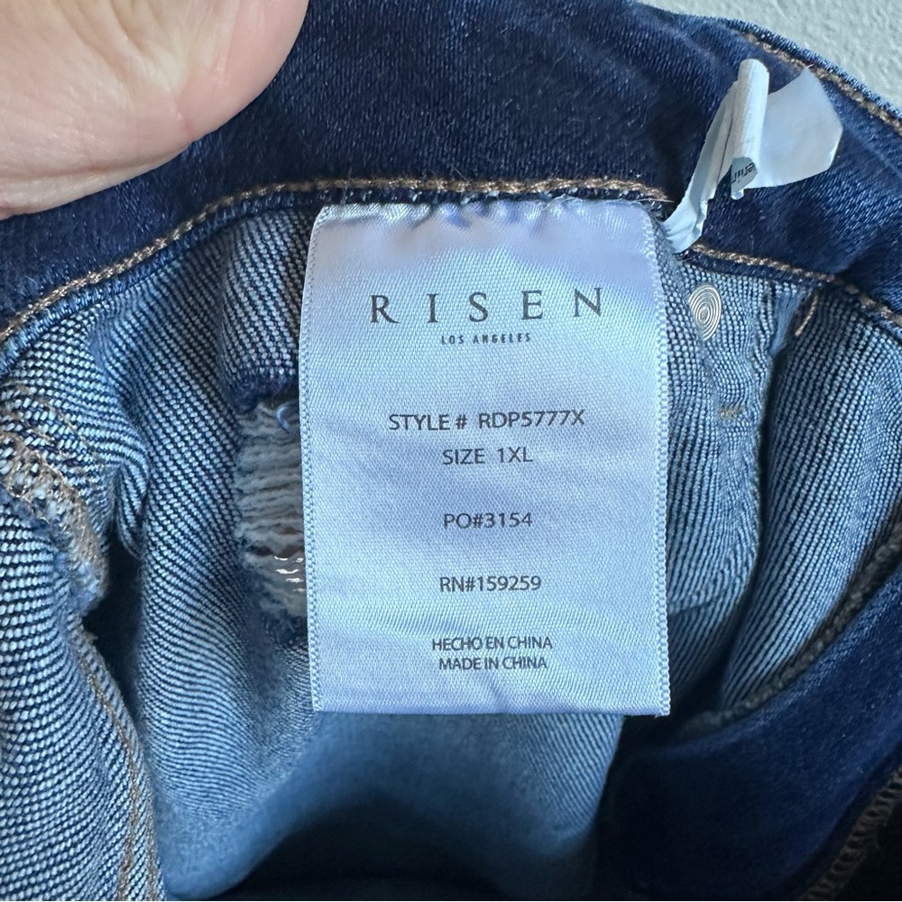 RISEN High Rise Cropped Wide Leg Ankle Pant Blue Women’s Size 1XL - Picture 10 of 11